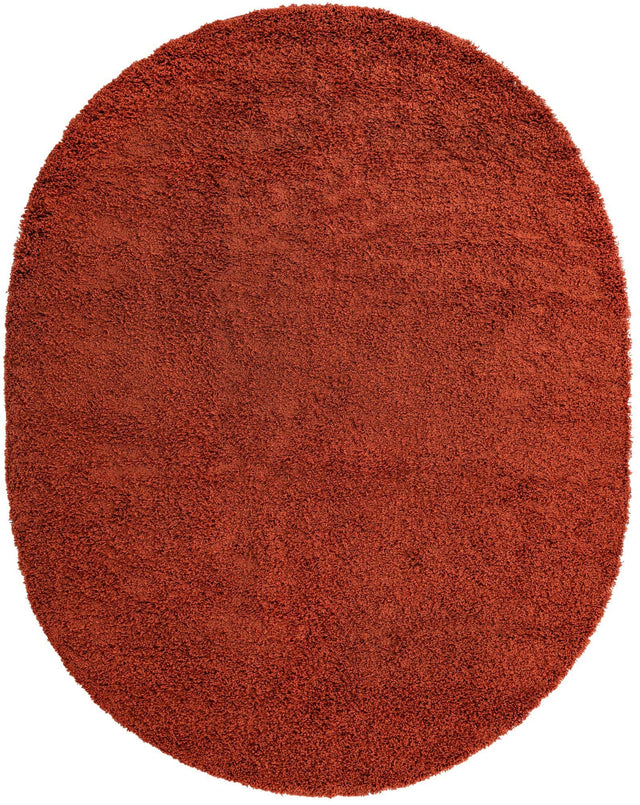 Terracotta 7' 10 x 10' Solid Shag Oval Area Rug Thick Soft Touch Fluffy & Plush Shaggy Pile Durable Minimalist Carpet for Classic Interior Design for Sale at Rug Engine