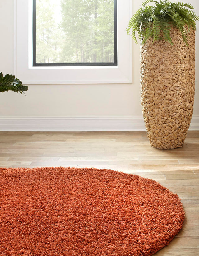 Terracotta 3' 1 x 5' 3 Solid Shag Oval Area Rug Thick Soft Touch Fluffy & Plush Shaggy Pile Durable Minimalist Carpet for Classic Interior Design for Sale at Rug Engine