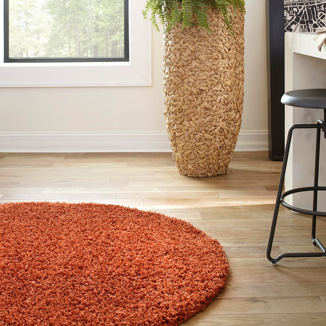 Terracotta 7' 10 x 10' Solid Shag Oval Area Rug Thick Soft Touch Fluffy & Plush Shaggy Pile Durable Minimalist Carpet for Classic Interior Design for Sale at Rug Engine