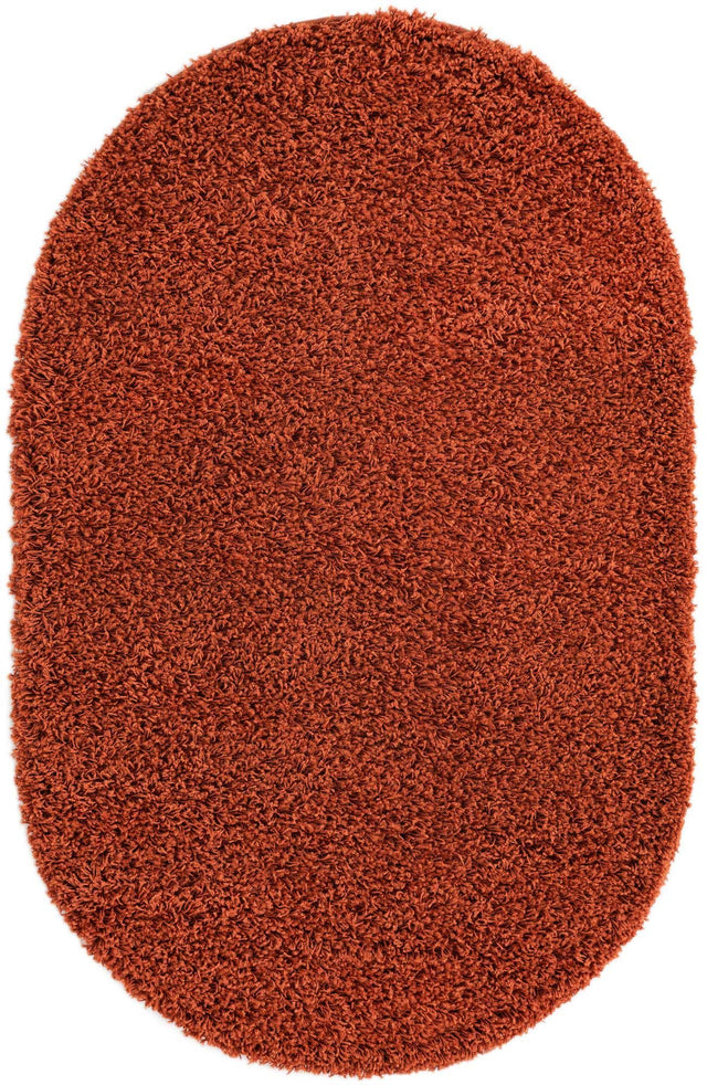 Terracotta 3' 1 x 5' 3 Solid Shag Oval Area Rug Thick Soft Touch Fluffy & Plush Shaggy Pile Durable Minimalist Carpet for Classic Interior Design for Sale at Rug Engine