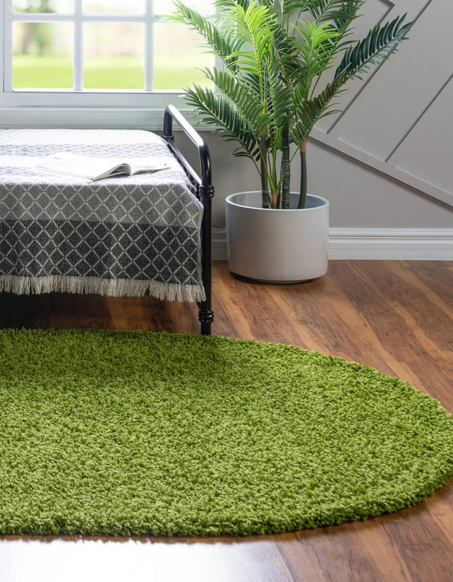 Grass Green 3' 1 x 5' 3 Solid Shag Oval Area Rug Thick Soft Touch Fluffy & Plush Shaggy Pile Durable Minimalist Carpet for Classic Interior Design for Sale at Rug Engine