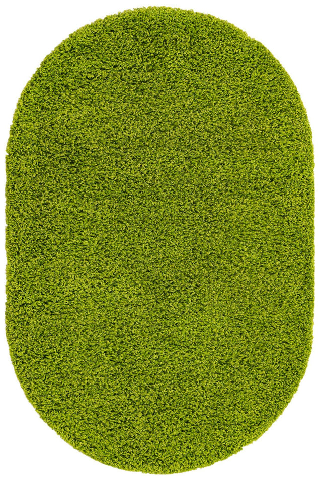 Grass Green 3' 1 x 5' 3 Solid Shag Oval Area Rug Thick Soft Touch Fluffy & Plush Shaggy Pile Durable Minimalist Carpet for Classic Interior Design for Sale at Rug Engine