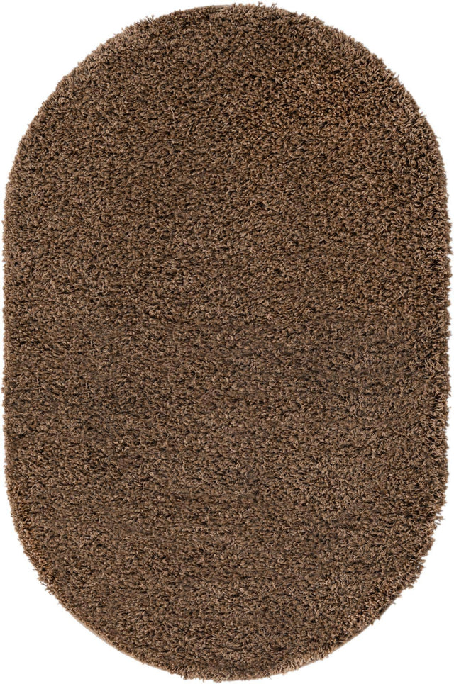 Sandy Brown 3' 1 x 5' 3 Solid Shag Oval Area Rug Thick Soft Touch Fluffy & Plush Shaggy Pile Durable Minimalist Carpet for Classic Interior Design for Sale at Rug Engine