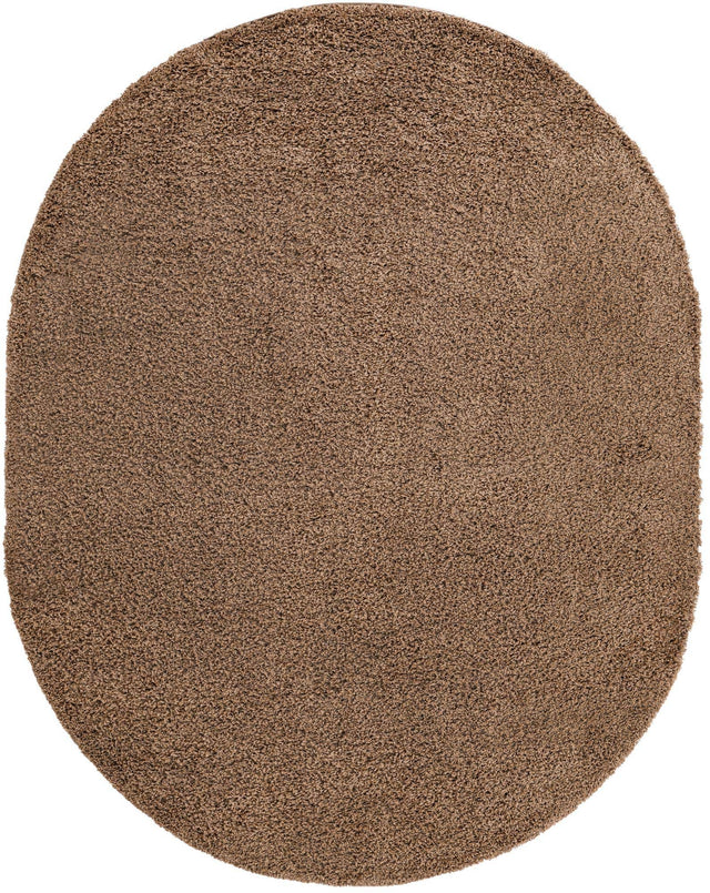 Sandy Brown 7' 10 x 10' Solid Shag Oval Area Rug Thick Soft Touch Fluffy & Plush Shaggy Pile Durable Minimalist Carpet for Classic Interior Design for Sale at Rug Engine