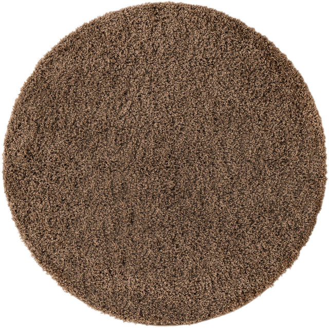 Sandy Brown 5' 3 x 5' 3 Solid Shag Round Area Rug Thick Soft Touch Fluffy & Plush Shaggy Pile