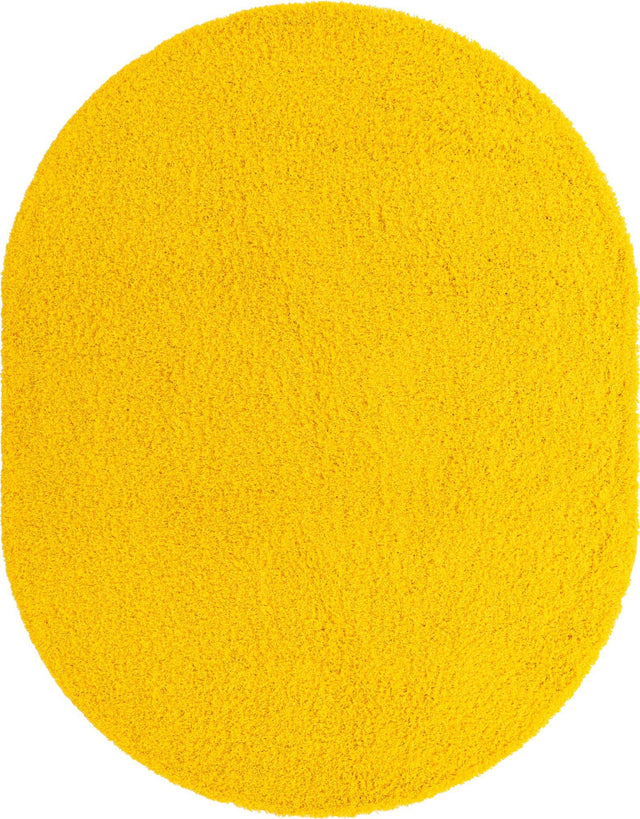 Tuscan Sun Yellow 7' 10 x 10' Solid Shag Oval Area Rug Thick Soft Touch Fluffy & Plush Shaggy Pile Durable Minimalist Carpet for Classic Interior Design for Sale at Rug Engine