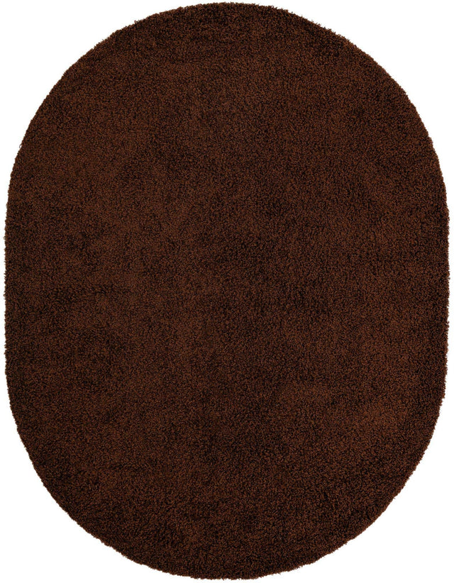 Chocolate Brown 7' 10 x 10' Solid Shag Oval Area Rug Thick Soft Touch Fluffy & Plush Shaggy Pile Durable Minimalist Carpet for Classic Interior Design for Sale at Rug Engine