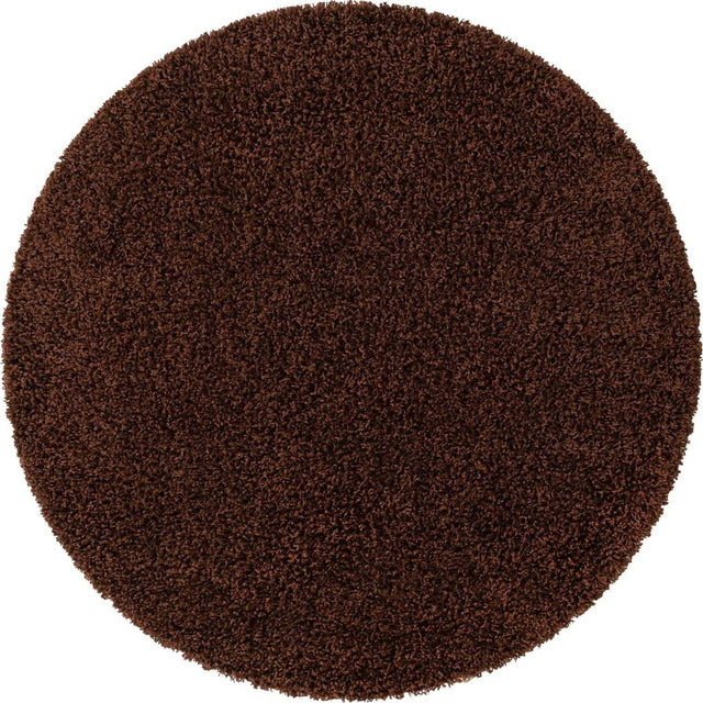 Chocolate Brown 4' 1 x 4' 1 Solid Shag Round Area Rug Thick Soft Touch Fluffy & Plush Shaggy Pile