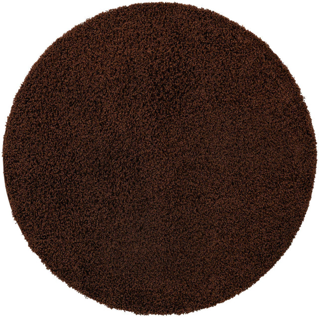 Chocolate Brown 5' 3 x 5' 3 Solid Shag Round Area Rug Thick Soft Touch Fluffy & Plush Shaggy Pile Durable Minimalist Carpet for Classic Interior Design for Sale at Rug Engine