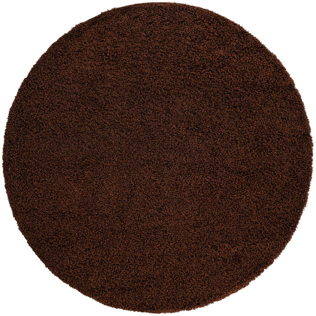 Chocolate Brown 7' 1 x 7' 1 Solid Shag Round Area Rug Thick Soft Touch Fluffy & Plush Shaggy Pile Durable Minimalist Carpet for Classic Interior Design for Sale at Rug Engine