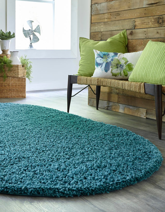 Deep Aqua Blue 5' 3 x 8' Solid Shag Oval Area Rug Thick Soft Touch Fluffy & Plush Shaggy Pile