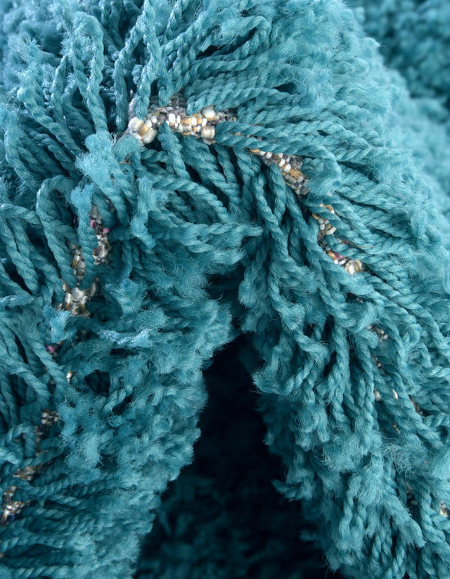 Deep Aqua Blue 5' 3 x 8' Solid Shag Oval Area Rug Thick Soft Touch Fluffy & Plush Shaggy Pile