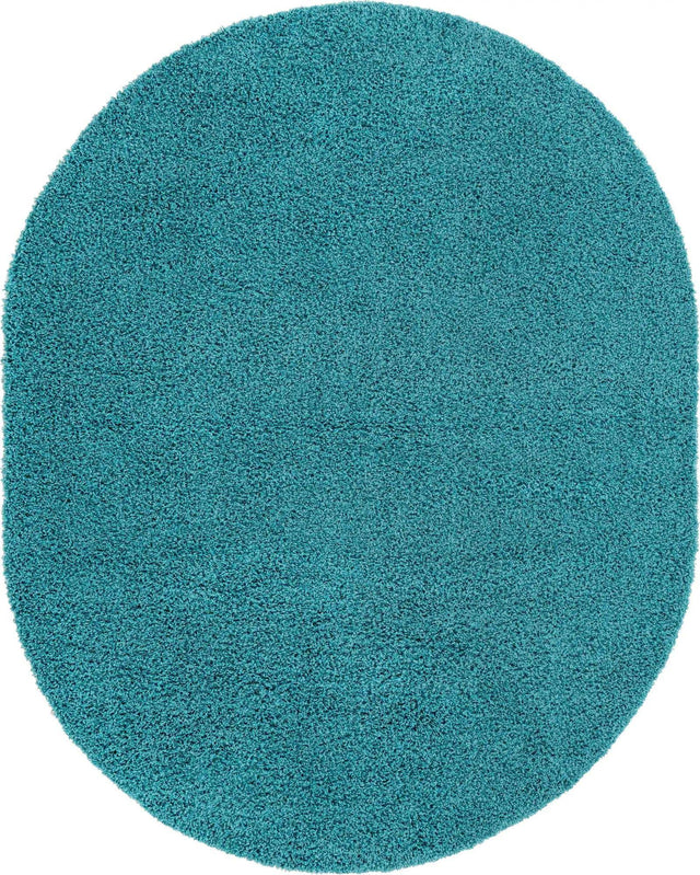 Deep Aqua Blue 7' 10 x 10' Solid Shag Oval Area Rug Thick Soft Touch Fluffy & Plush Shaggy Pile Durable Minimalist Carpet for Classic Interior Design for Sale at Rug Engine