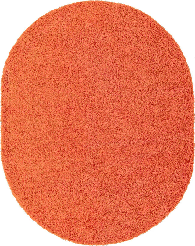 Tiger Orange 7' 10 x 10' Solid Shag Oval Area Rug Thick Soft Touch Fluffy & Plush Shaggy Pile