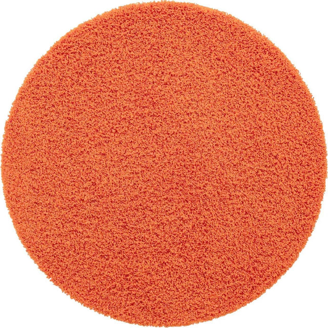 Tiger Orange 3' 1 x 3' 1 Solid Shag Round Area Rug Thick Soft Touch Fluffy & Plush Shaggy Pile Durable Minimalist Carpet for Classic Interior Design for Sale at Rug Engine