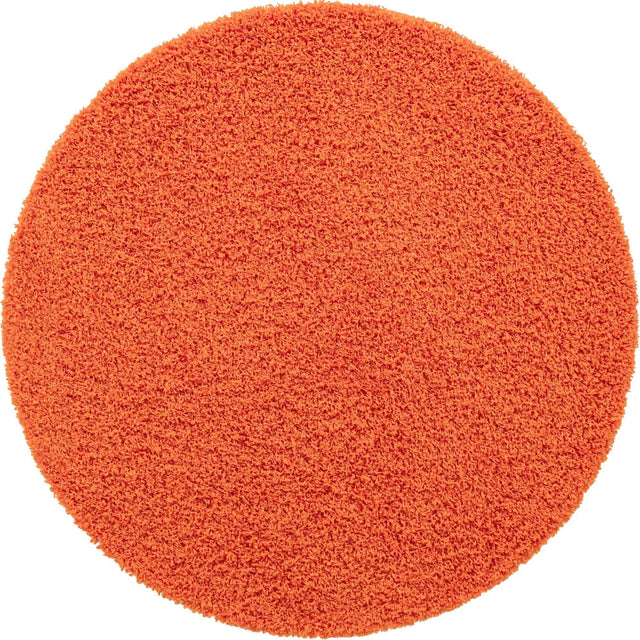 Tiger Orange 5' 3 x 5' 3 Solid Shag Round Area Rug Thick Soft Touch Fluffy & Plush Shaggy Pile Durable Minimalist Carpet for Classic Interior Design for Sale at Rug Engine