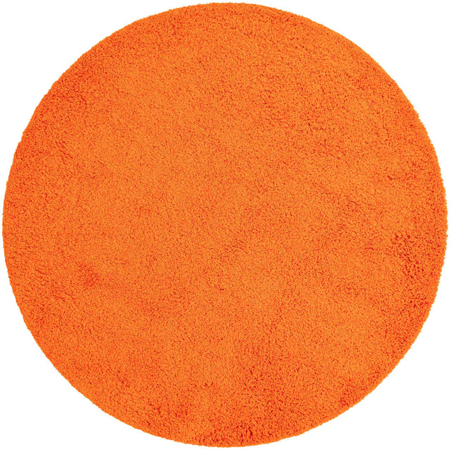 Tiger Orange 7' 1 x 7' 1 Solid Shag Round Area Rug Thick Soft Touch Fluffy & Plush Shaggy Pile Durable Minimalist Carpet for Classic Interior Design for Sale at Rug Engine