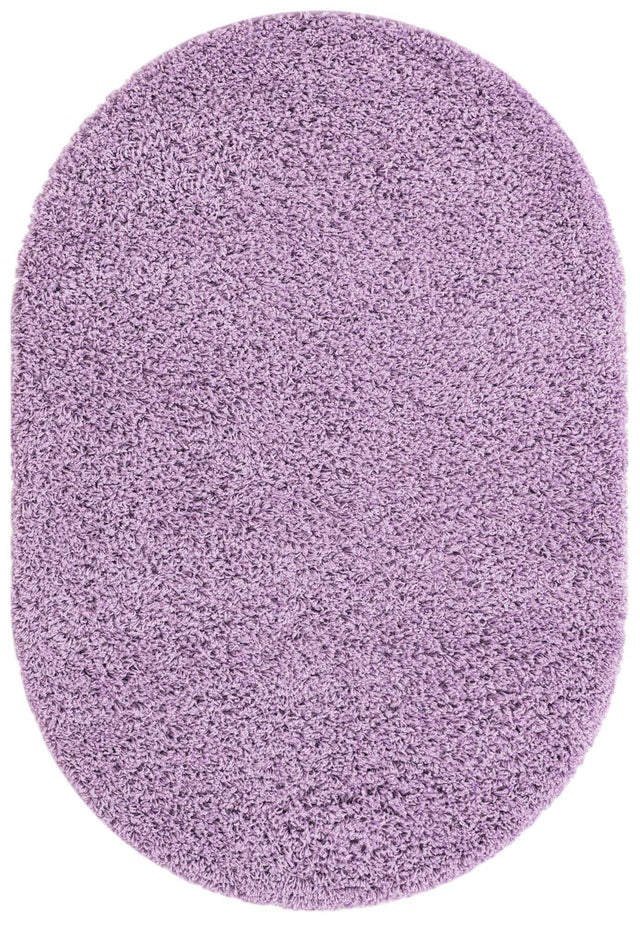 Lilac 3' 1 x 5' 3 Solid Shag Oval Area Rug Thick Soft Touch Fluffy & Plush Shaggy Pile