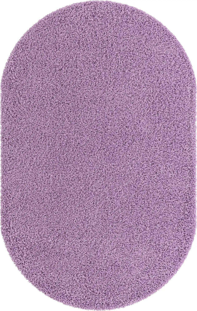 Lilac 5' 3 x 8' Solid Shag Oval Area Rug Thick Soft Touch Fluffy & Plush Shaggy Pile Durable Minimalist Carpet for Classic Interior Design for Sale at Rug Engine