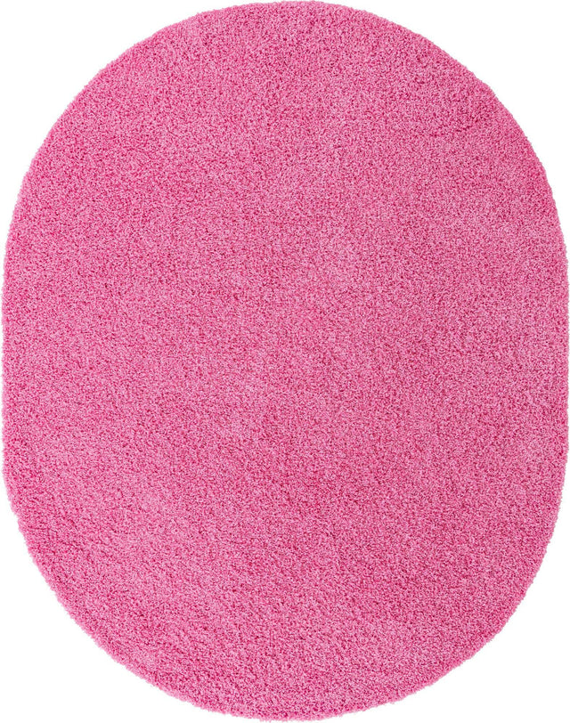 Taffy Pink 7' 10 x 10' Solid Shag Oval Area Rug Thick Soft Touch Fluffy & Plush Shaggy Pile Durable Minimalist Carpet for Classic Interior Design for Sale at Rug Engine