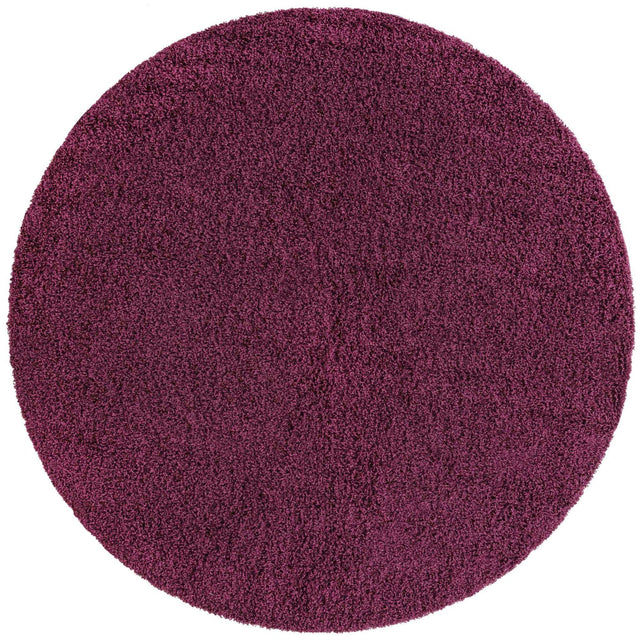 Eggplant Purple 7' 1 x 7' 1 Solid Shag Round Area Rug Thick Soft Touch Fluffy & Plush Shaggy Pile Durable Minimalist Carpet for Classic Interior Design for Sale at Rug Engine