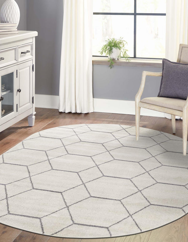 Ivory 3' 1 x 5' 3 Trellis Frieze Oval Area Rug Geometric Modern Unique Stain Resistant Easy Clean Carpet for Living, Dining, Bedrooms, Office for Sale at Rug Engine