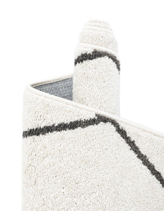 Ivory 5' 3 x 5' 3 Trellis Frieze Octagon Area Rug Geometric Modern Unique Stain Resistant Easy Clean Carpet for Living, Dining, Bedrooms, Office for Sale at Rug Engine