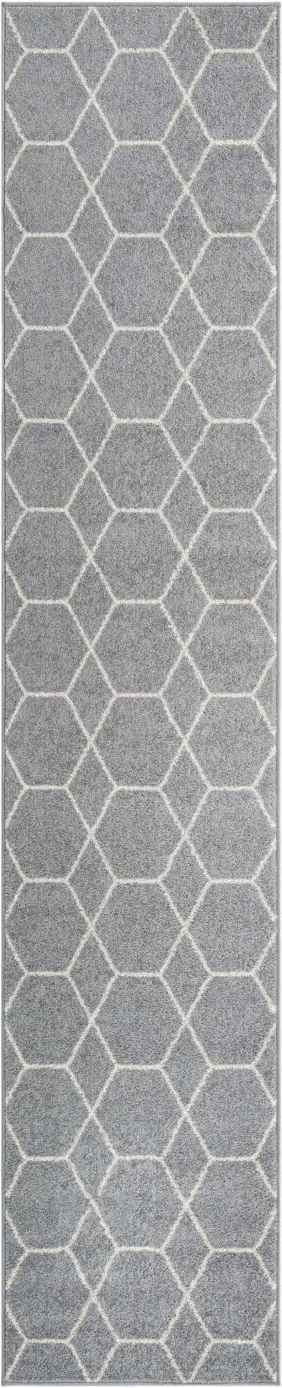 Light Gray 2' x 10' Trellis Frieze Runner Area Rug Geometric Modern Unique Stain Resistant Easy Clean Carpet for Living, Dining, Bedrooms, Office for Sale at Rug Engine