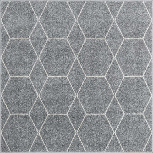 Light Gray 3' 1 x 3' 1 Trellis Frieze Square Area Rug Geometric Modern Unique Stain Resistant Easy Clean Carpet for Living, Dining, Bedrooms, Office for Sale at Rug Engine