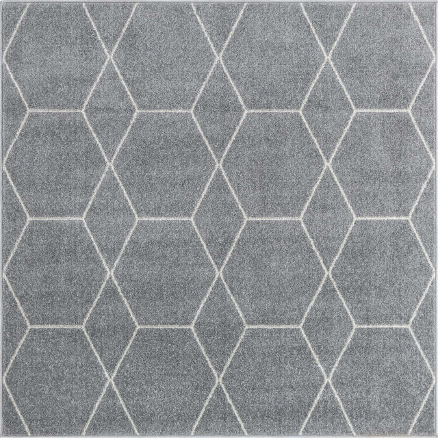 Light Gray 5' 3 x 5' 3 Trellis Frieze Square Area Rug Geometric Modern Unique Stain Resistant Easy Clean Carpet for Living, Dining, Bedrooms, Office for Sale at Rug Engine