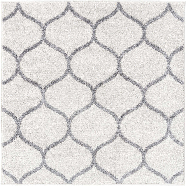 Ivory 6' 1 x 6' 1 Trellis Frieze Square Area Rug Geometric Modern Unique Stain Resistant Easy Clean Carpet for Living, Dining, Bedrooms, Office for Sale at Rug Engine