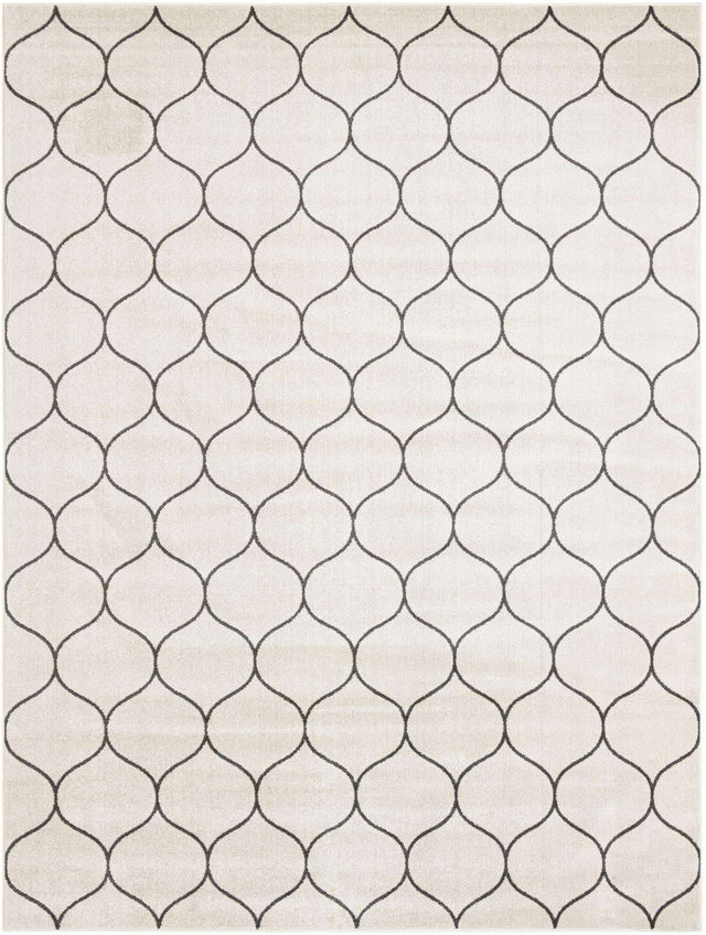 Ivory 10' x 13' 1 Trellis Frieze Rectangle Area Rug Geometric Modern Unique Stain Resistant Easy Clean Carpet for Living, Dining, Bedrooms, Office for Sale at Rug Engine