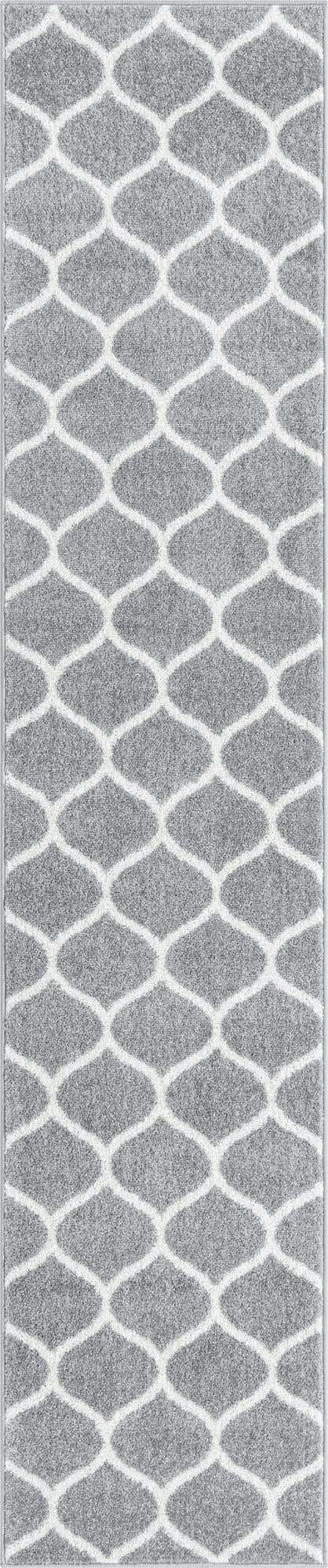 Light Gray 2' x 10' Trellis Frieze Runner Area Rug Geometric Modern Unique Stain Resistant Easy Clean Carpet for Living, Dining, Bedrooms, Office for Sale at Rug Engine