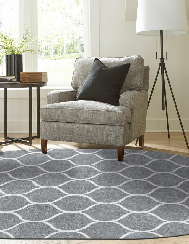 Light Gray 4' 1 x 6' 1 Trellis Frieze Oval Area Rug Geometric Modern Unique Stain Resistant Easy Clean Carpet for Living, Dining, Bedrooms, Office for Sale at Rug Engine