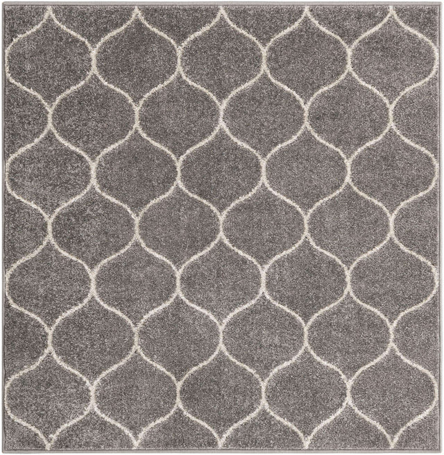 Light Gray 4' 1 x 4' 1 Trellis Frieze Square Area Rug Geometric Modern Unique Stain Resistant Easy Clean Carpet for Living, Dining, Bedrooms, Office for Sale at Rug Engine
