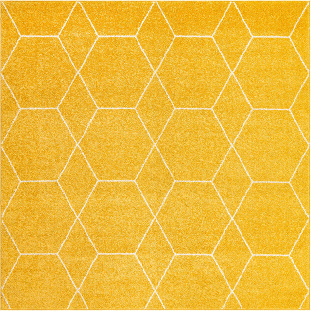Yellow 5' 3 x 5' 3 Trellis Frieze Square Area Rug Geometric Modern Unique Stain Resistant Easy Clean Carpet for Living, Dining, Bedrooms, Office for Sale at Rug Engine