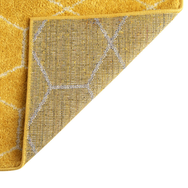 Yellow 5' 3 x 5' 3 Trellis Frieze Square Area Rug Geometric Modern Unique Stain Resistant Easy Clean Carpet for Living, Dining, Bedrooms, Office for Sale at Rug Engine