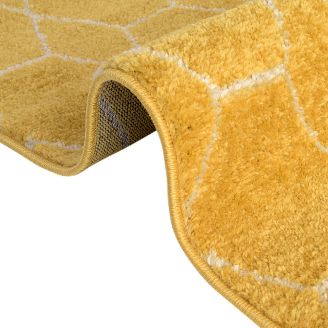 Yellow 5' 3 x 5' 3 Trellis Frieze Square Area Rug Geometric Modern Unique Stain Resistant Easy Clean Carpet for Living, Dining, Bedrooms, Office for Sale at Rug Engine