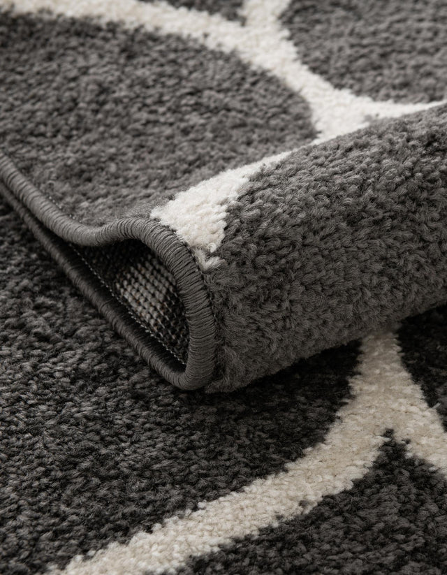 Dark Gray 7' 10 x 7' 10 Trellis Frieze Octagon Area Rug Geometric Modern Unique Stain Resistant Easy Clean Carpet for Living, Dining, Bedrooms, Office for Sale at Rug Engine