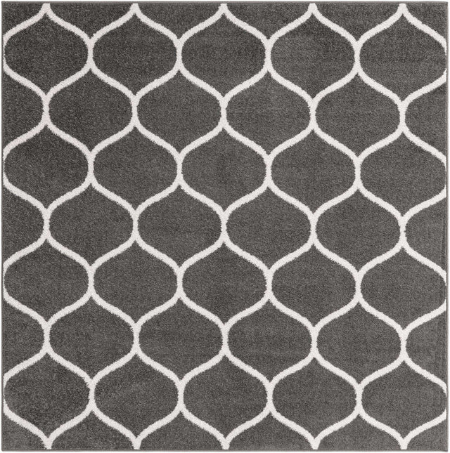 Dark Gray 5' 3 x 5' 3 Trellis Frieze Square Area Rug Geometric Modern Unique Stain Resistant Easy Clean Carpet for Living, Dining, Bedrooms, Office for Sale at Rug Engine