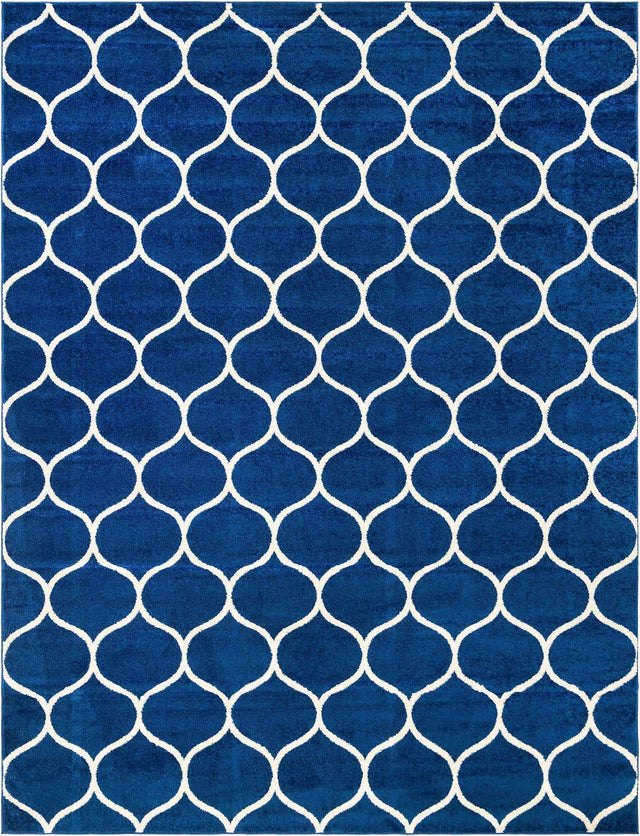 Navy Blue 10' x 13' 1 Trellis Frieze Rectangle Area Rug Geometric Modern Unique Stain Resistant Easy Clean Carpet for Living, Dining, Bedrooms, Office for Sale at Rug Engine