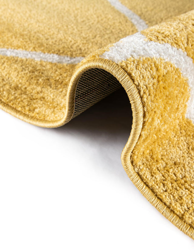 Yellow 7' 1 x 7' 1 Trellis Frieze Square Area Rug Geometric Modern Unique Stain Resistant Easy Clean Carpet for Living, Dining, Bedrooms, Office for Sale at Rug Engine