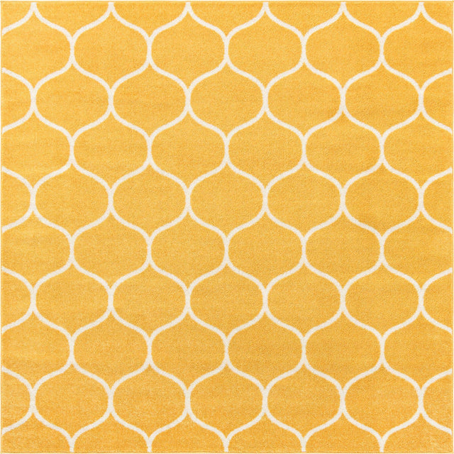 Yellow 3' 1 x 3' 1 Trellis Frieze Square Area Rug Geometric Modern Unique Stain Resistant Easy Clean Carpet for Living, Dining, Bedrooms, Office for Sale at Rug Engine