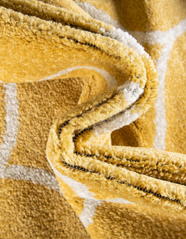 Yellow 5' 3 x 5' 3 Trellis Frieze Octagon Area Rug Geometric Modern Unique Stain Resistant Easy Clean Carpet for Living, Dining, Bedrooms, Office for Sale at Rug Engine