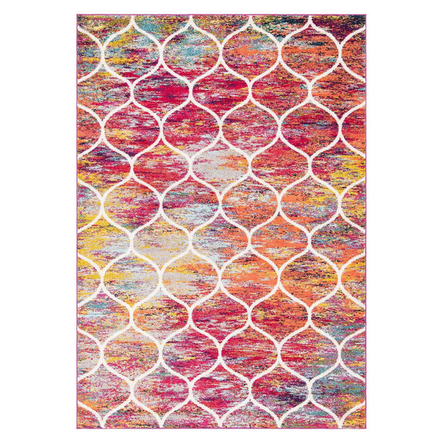 Multicolor 7' 1 x 10' Trellis Frieze Rectangle Area Rug Geometric Modern Unique Stain Resistant Easy Clean Carpet for Living, Dining, Bedrooms, Office for Sale at Rug Engine