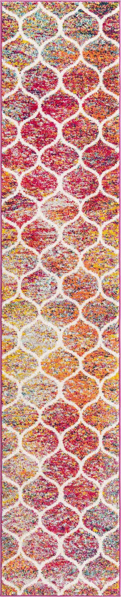 Multicolor 2' x 10' Trellis Frieze Runner Area Rug Geometric Modern Unique Stain Resistant Easy Clean Carpet for Living, Dining, Bedrooms, Office for Sale at Rug Engine