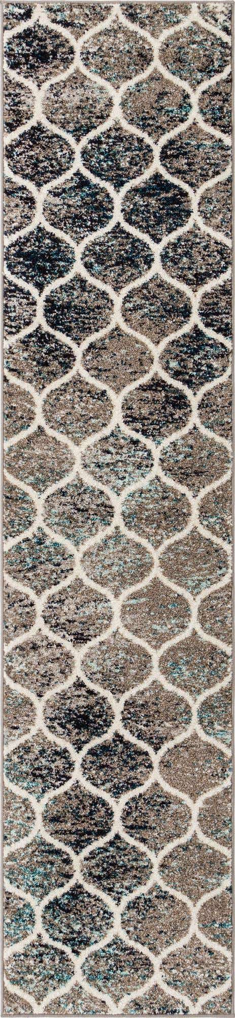 Blue Multicolor 2' x 8' 8 Trellis Frieze Runner Area Rug Geometric Modern Unique Stain Resistant Easy Clean Carpet for Living, Dining, Bedrooms, Office for Sale at Rug Engine