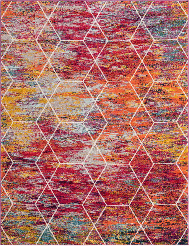 Multicolor 10' x 13' 1 Trellis Frieze Rectangle Area Rug Geometric Modern Unique Stain Resistant Easy Clean Carpet for Living, Dining, Bedrooms, Office for Sale at Rug Engine
