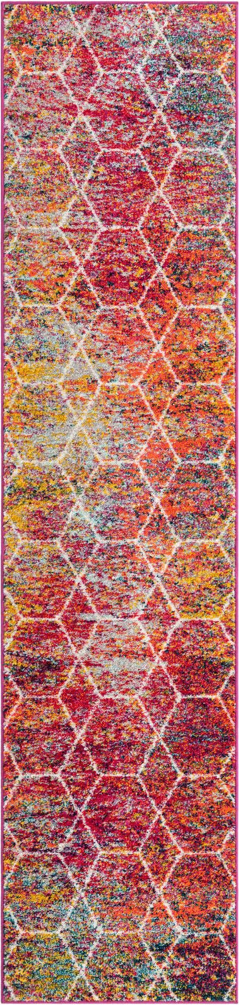 Multicolor 2' x 8' 8 Trellis Frieze Runner Area Rug Geometric Modern Unique Stain Resistant Easy Clean Carpet for Living, Dining, Bedrooms, Office for Sale at Rug Engine