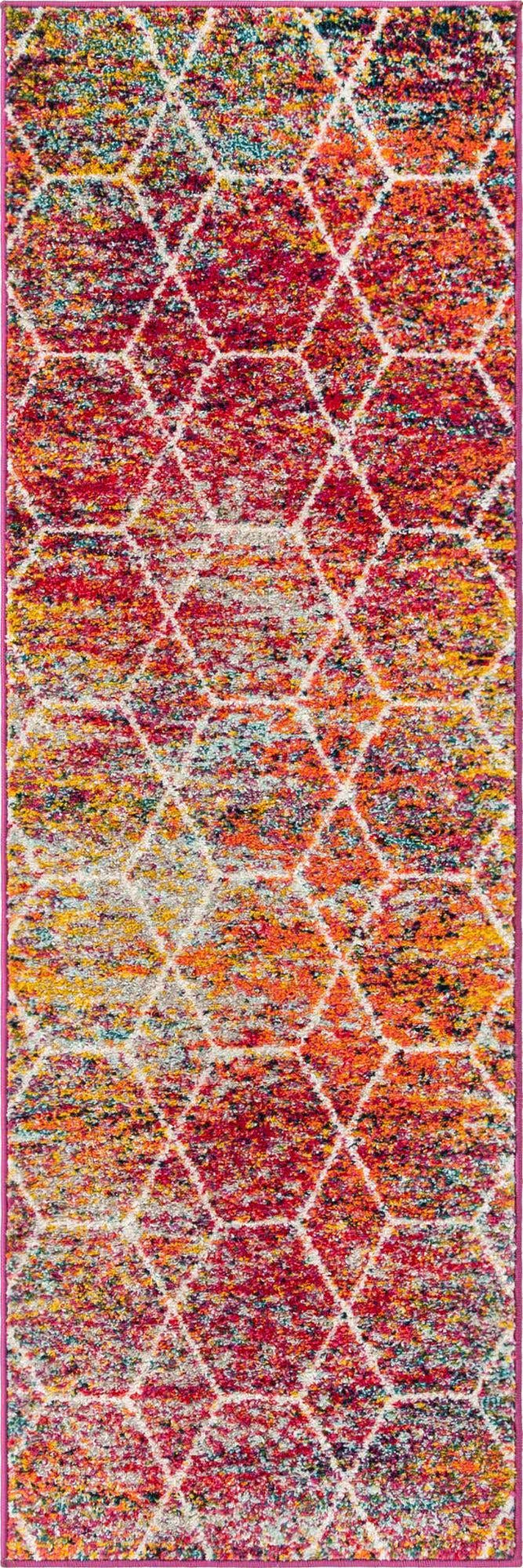 Multicolor 2' x 6' 1 Trellis Frieze Runner Area Rug Geometric Modern Unique Stain Resistant Easy Clean Carpet for Living, Dining, Bedrooms, Office for Sale at Rug Engine